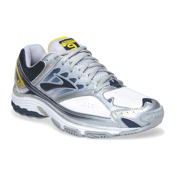 brooks Men\'s Liberty 9 Leather White / Insignia Blue / Lemon