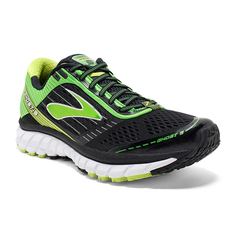 brooks Men\'s Ghost 9 Black / Green / Lime Punch