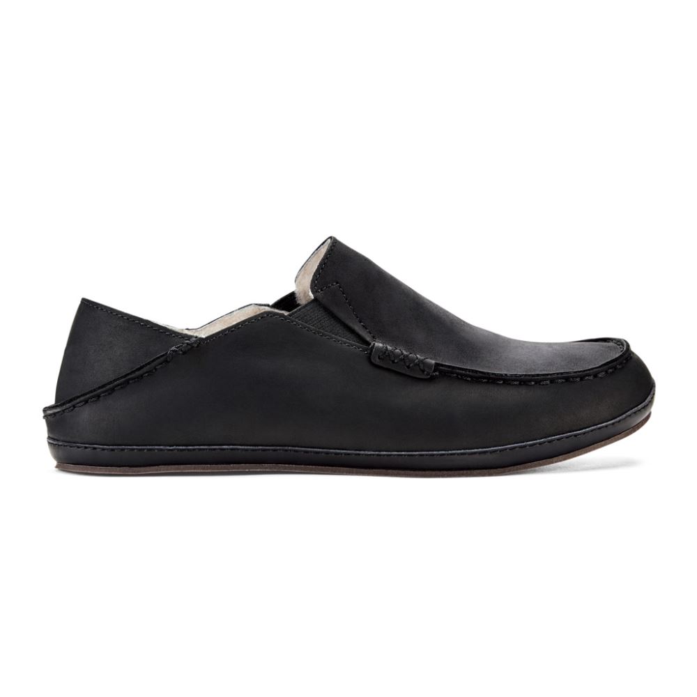 Moloa Men's Leather Slippers - Onyx