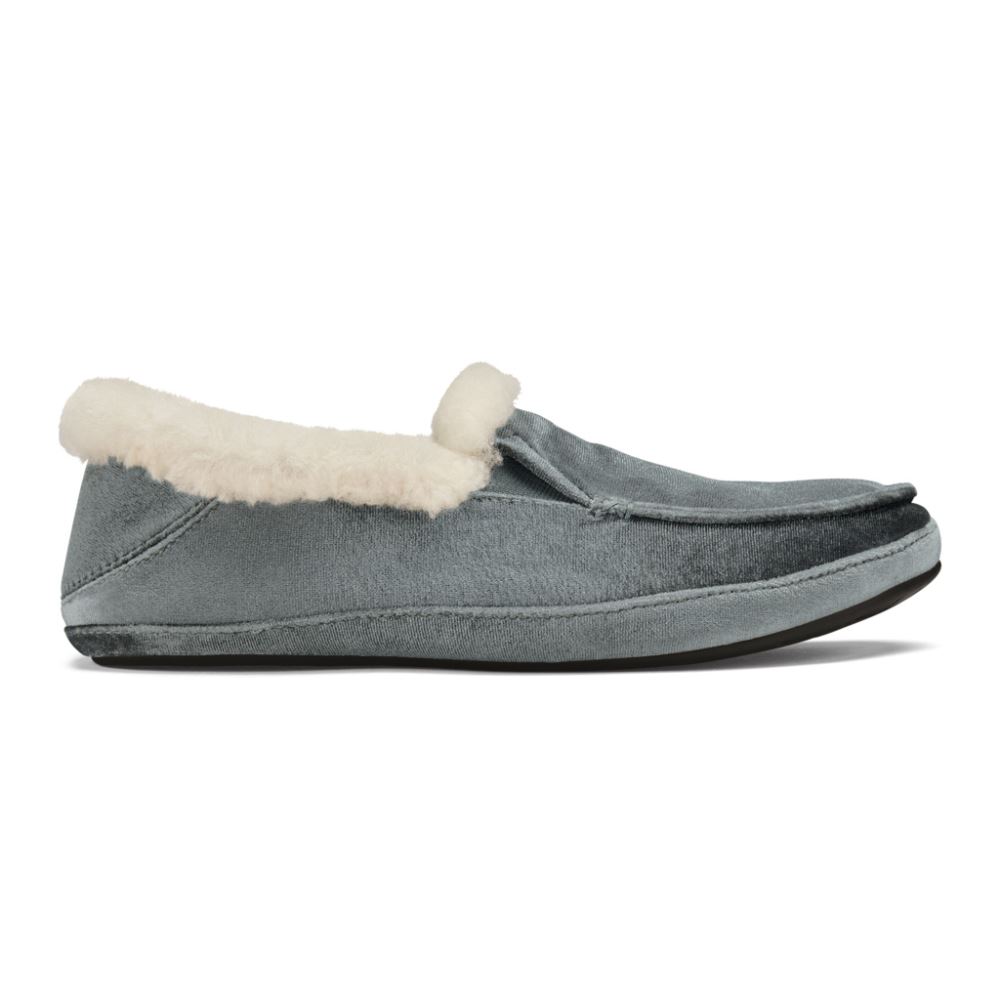 Ku'una Lanui Women's Velvet Slippers - Charcoal