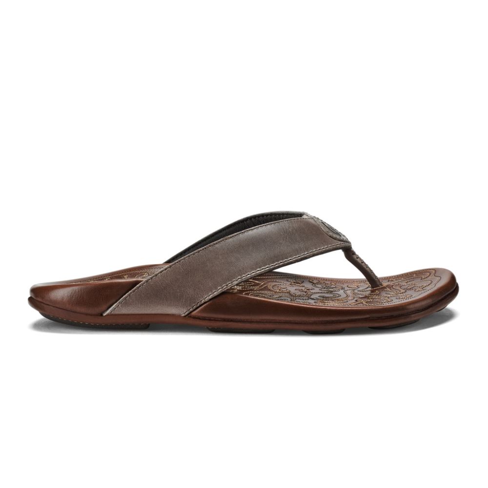 Mekila Men's Leather Beach Sandals - Charcoal / Toffee