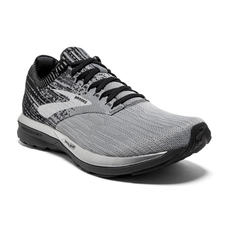 brooks Men's Ricochet Grey / Black / Ebony