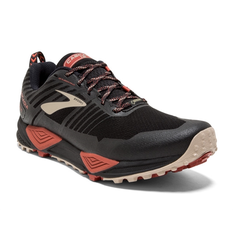 brooks Men's Cascadia GTX 13 Black / Red / Tan