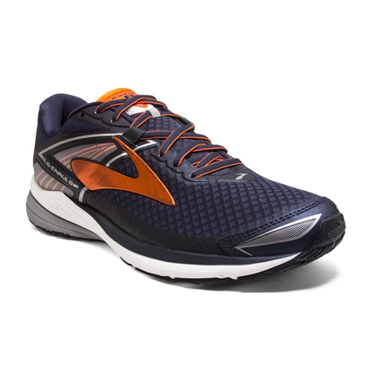 brooks Men's Ravenna 8 Navy / Orange / Silver